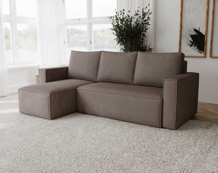 Narożnik kanapa NOYO 230 cm funkcja spania rogówka pojemnik bonell