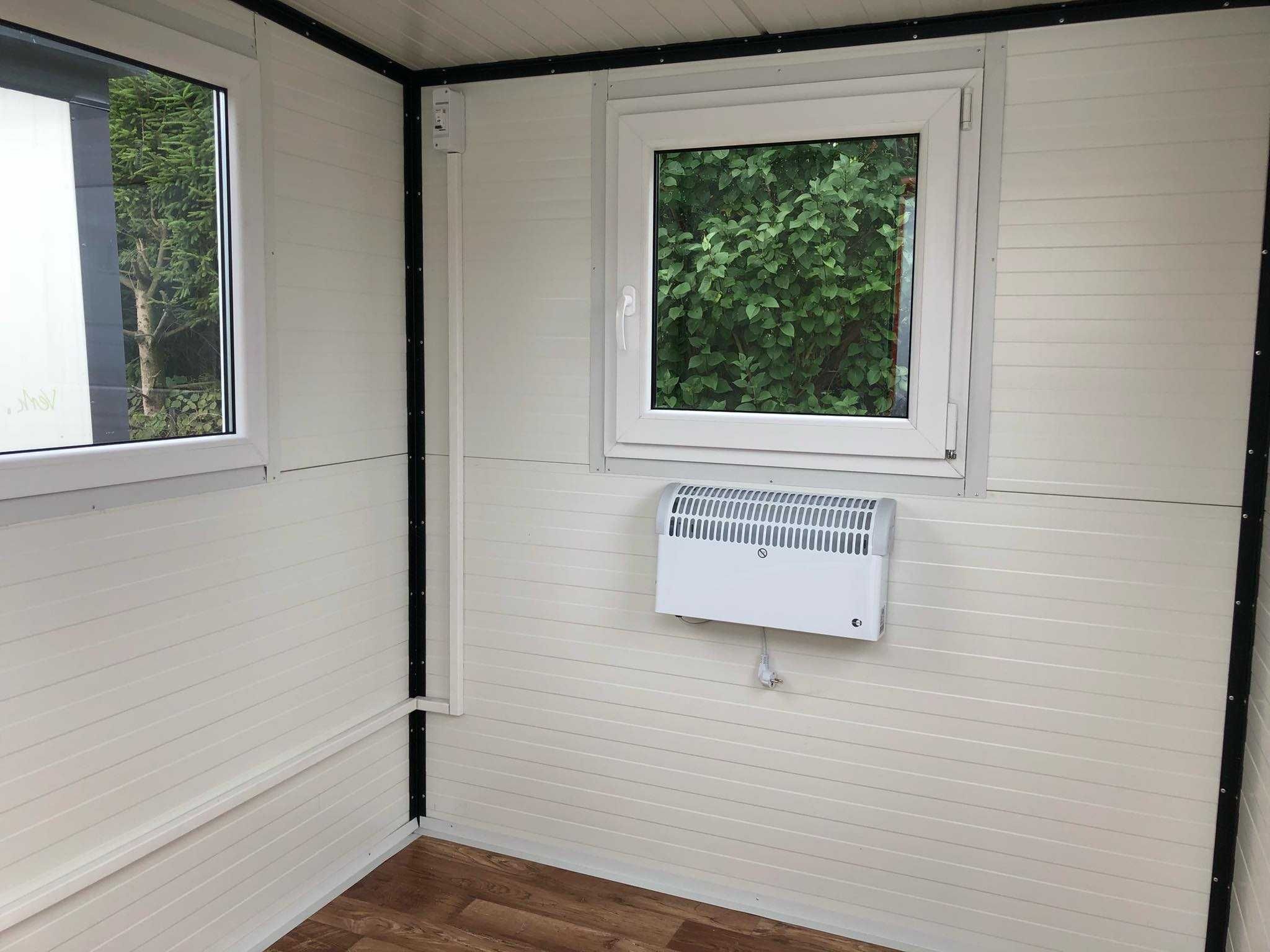 KONTENER BIUROWY 2×4 m – drzwi Hörmann, 2 okna, pełna elektryka