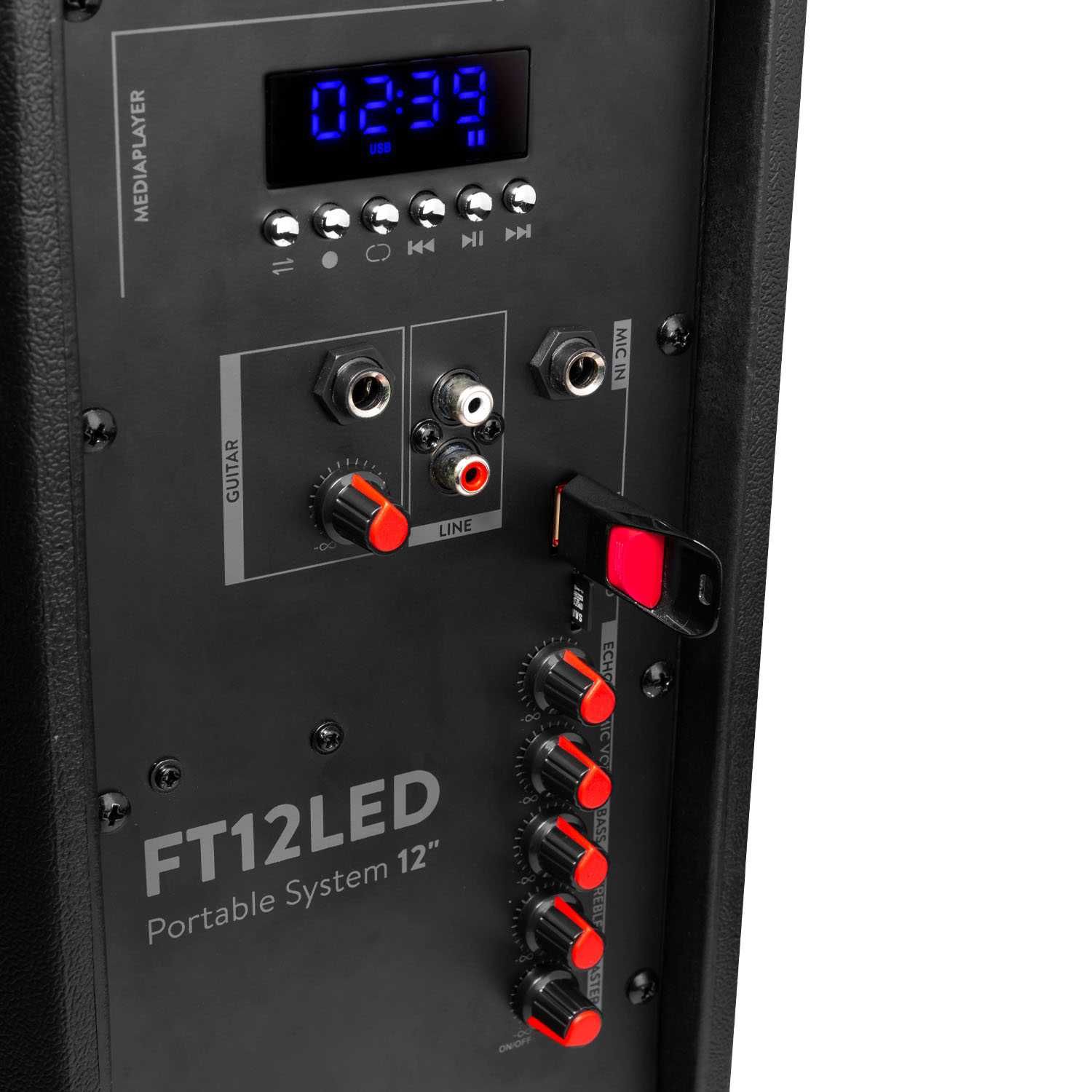 Аккумуляторная колонка Fenton FT12LED 12" 700W Bluetooth акустика сроч