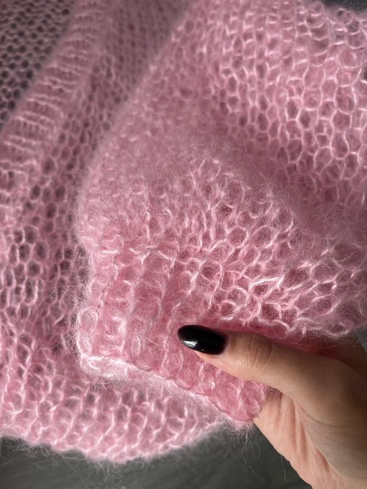 Рожевий мохеровий светр кардиган зефірка павутинка хмаринка ручна робо