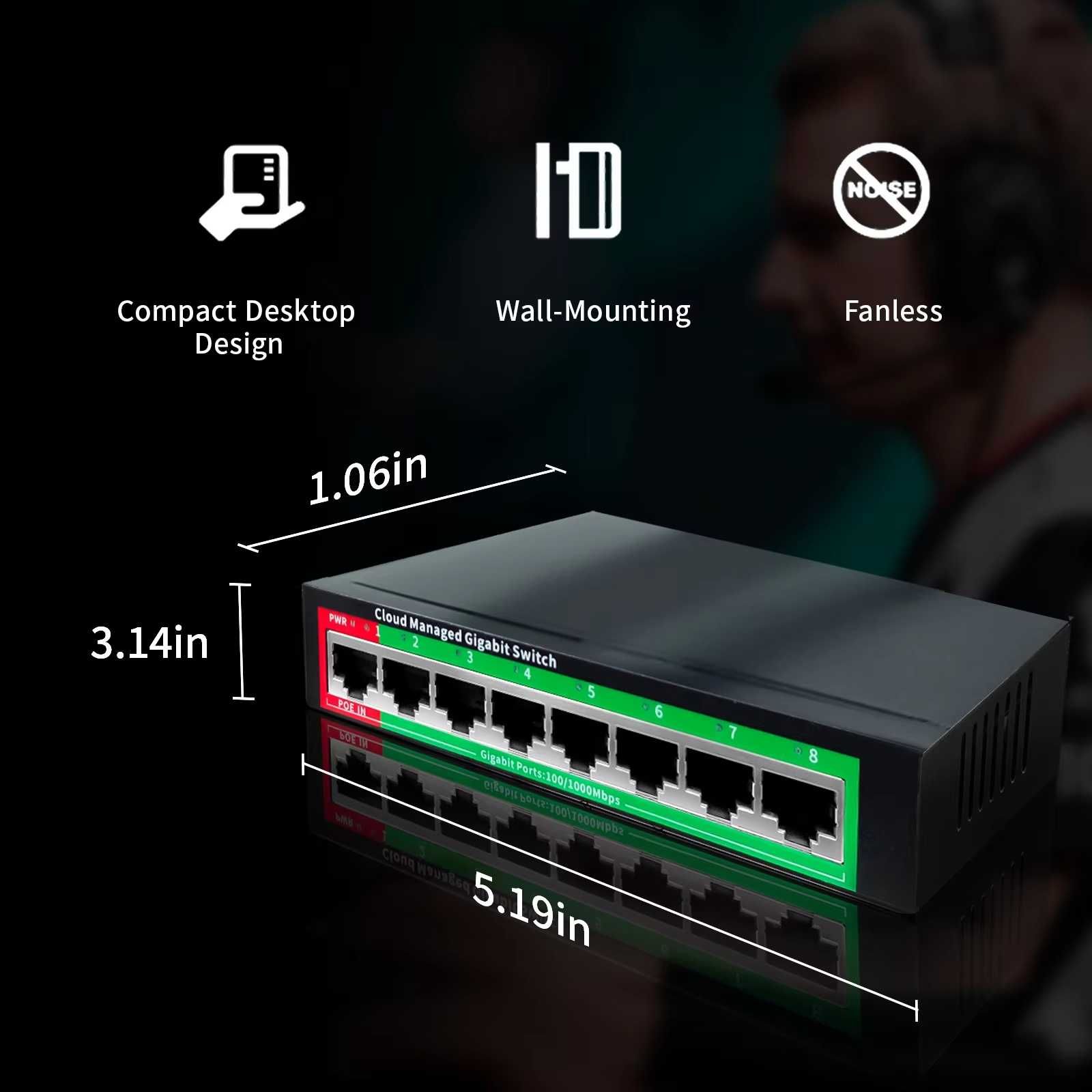 Switch PoE 5 Portas Gigabit com Gestão