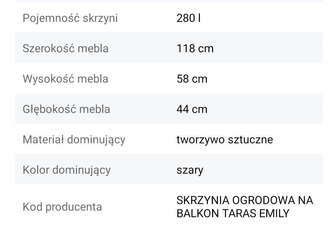 Skrzynia na balkon i do ogrodu nowa 280L