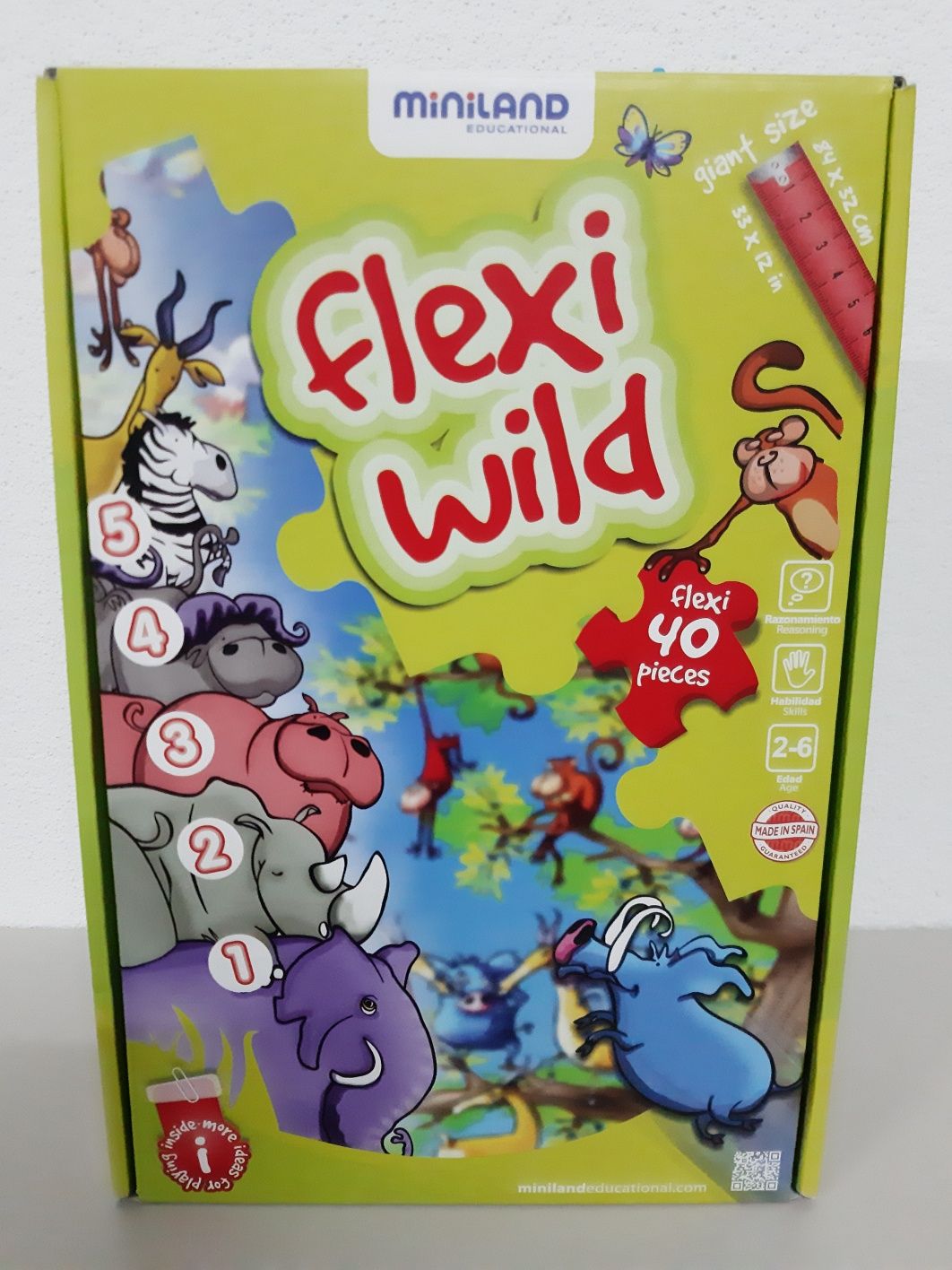 Puzzle Flexi Wild Miniland 2 a 6 anos Novo