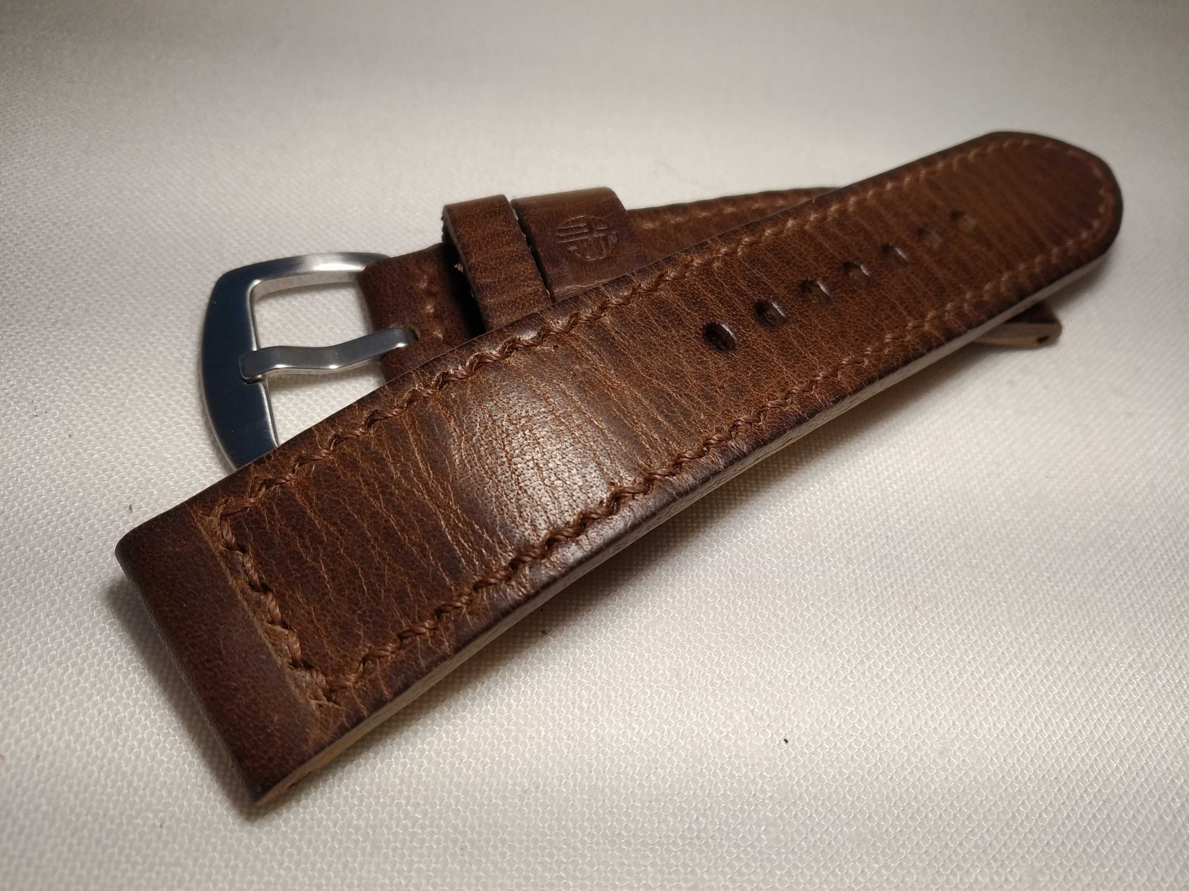 Pasek skórzany do zegarka Vintage 24 mm - skóra Horween Full Grain
