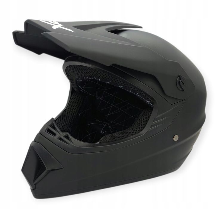 Zestaw kask czarny L 59-60 cm  + gogle + rękawice full face crossowy