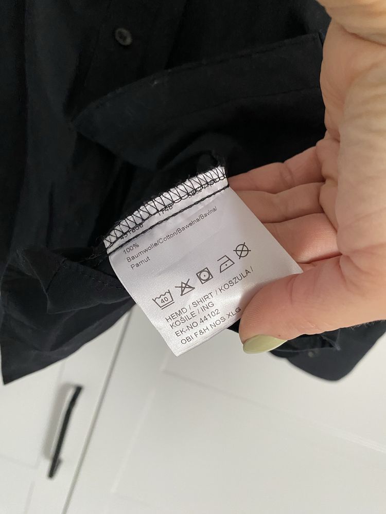 Czarna koszula męska Finshley & Harding slim fit Van Graaf z bawełny