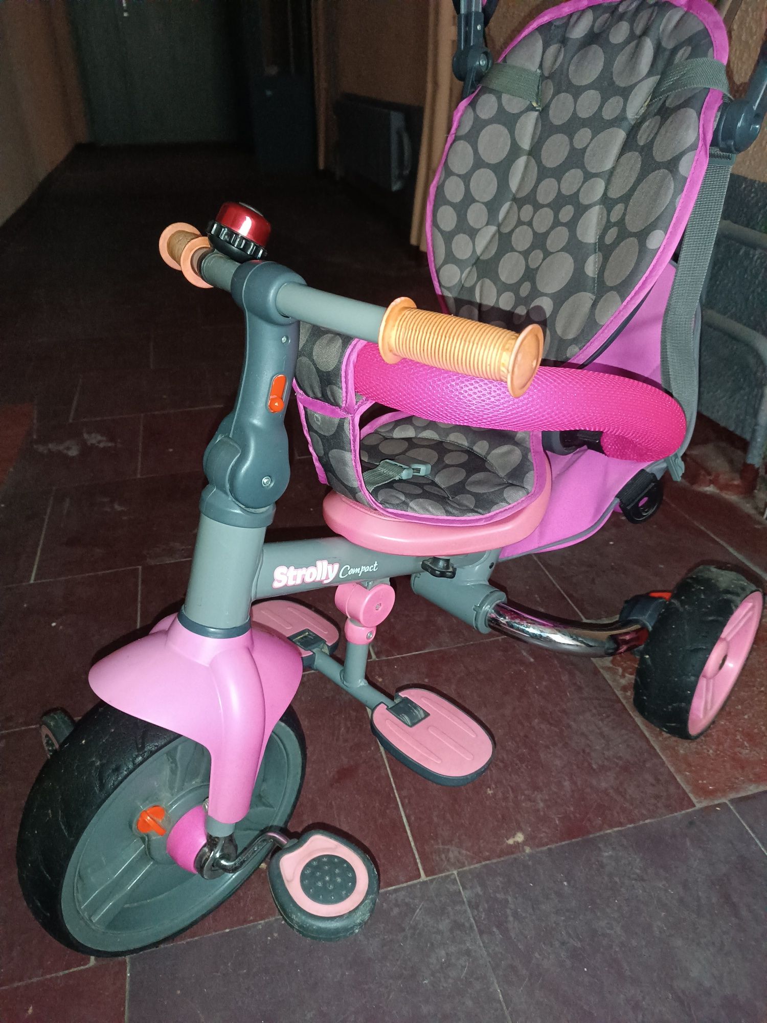 Велосипед детский 2 в 1 strolly compact розовый для девочки