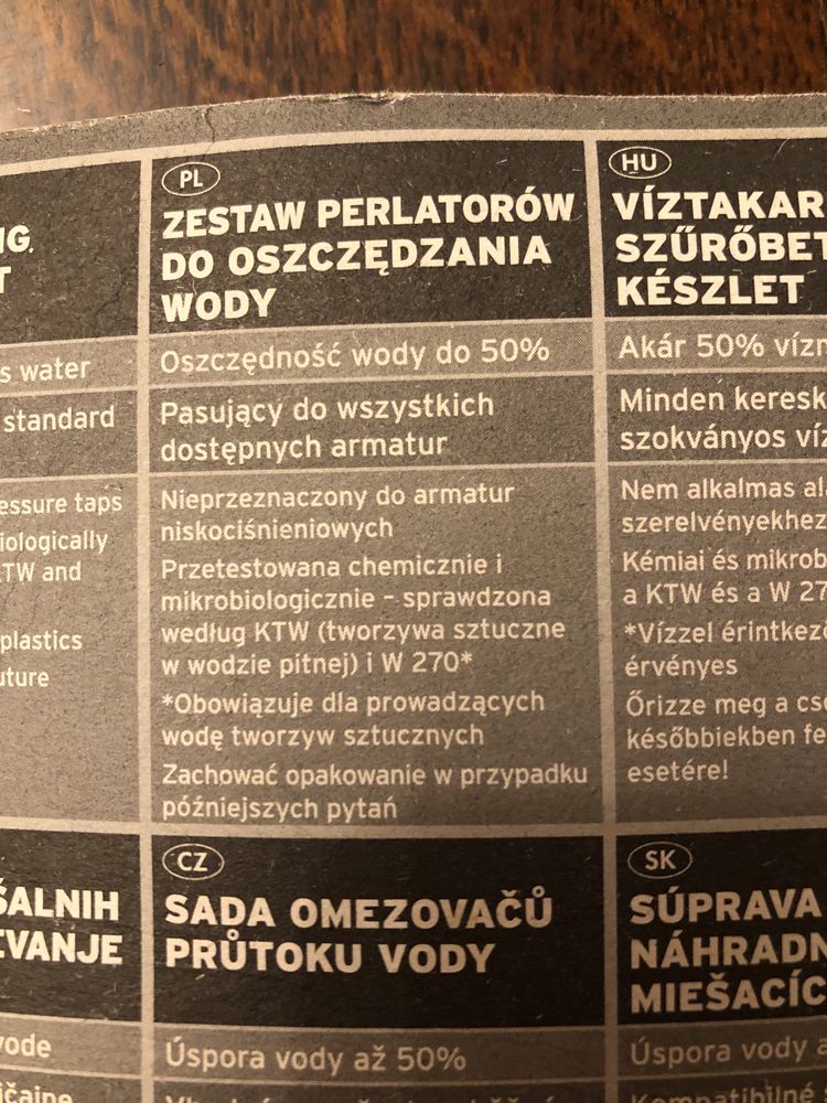 Zestaw perlatorów do baterii