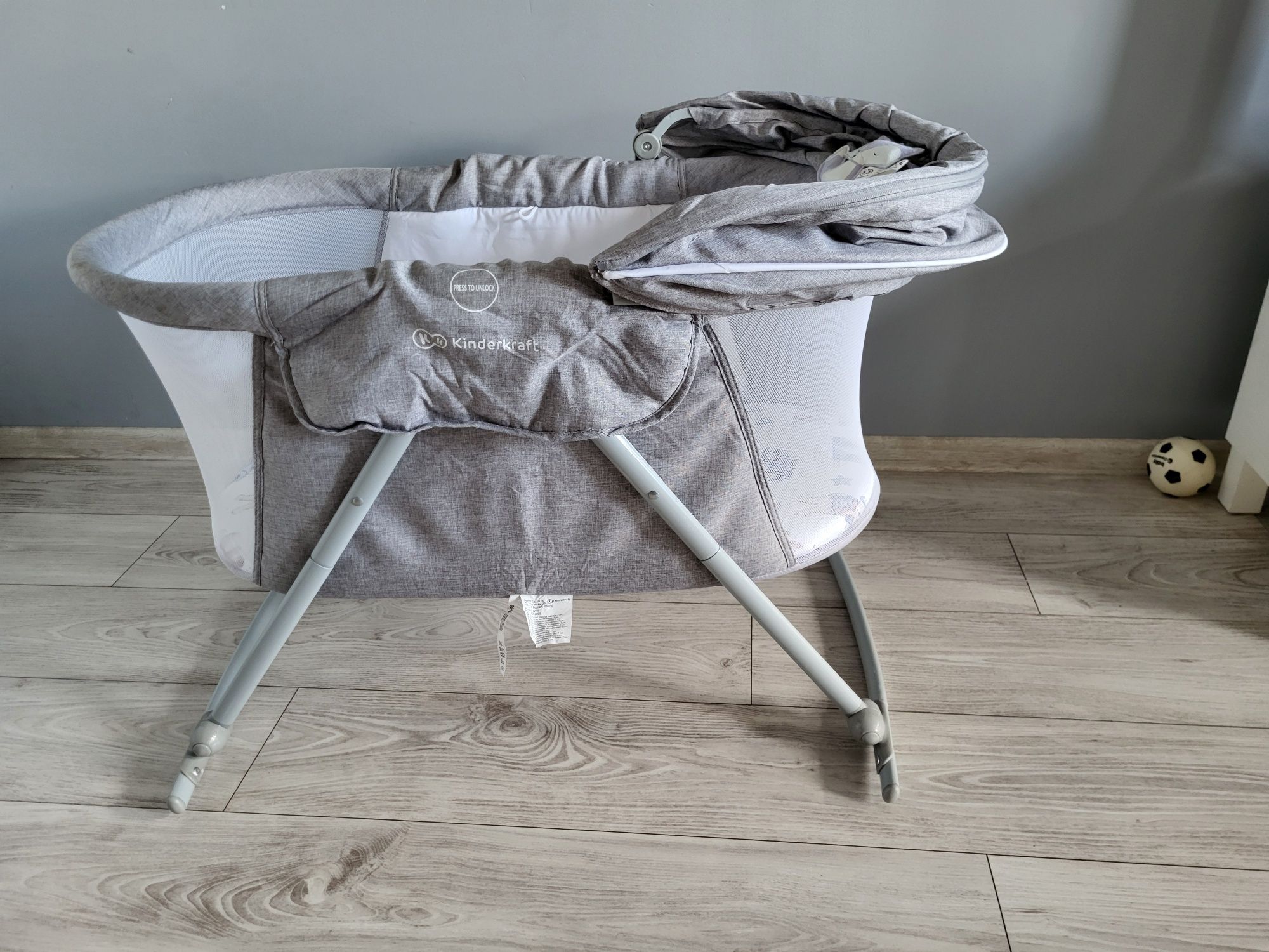 Łóżeczko KINDERKRAFT Lovi Szary + gratis prześcieradła