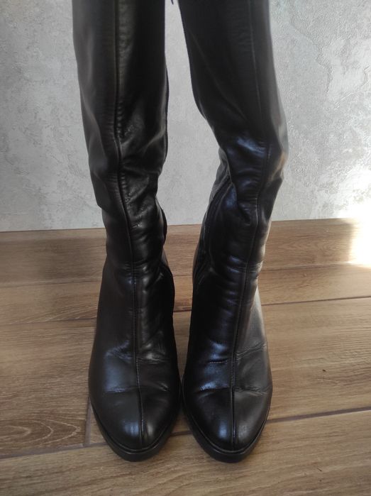 Сапоги, ботінки , зимове шкіряне жіноче взуття, казаки , ботфорди