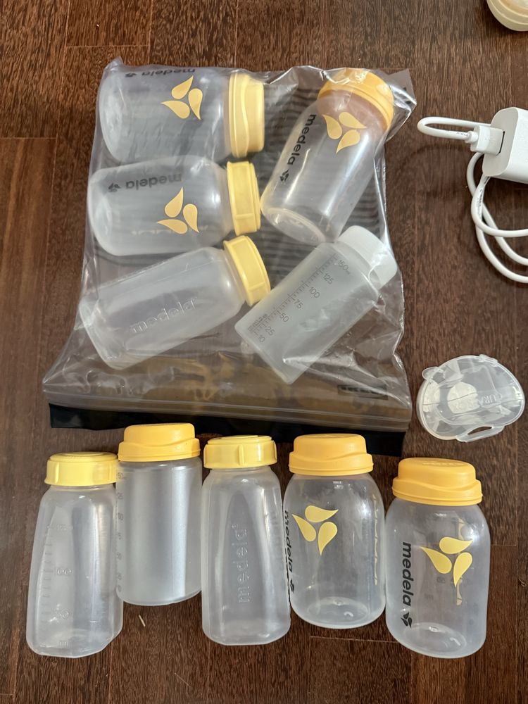 Bomba dupla medela swing maxi + acessorios e garrafas