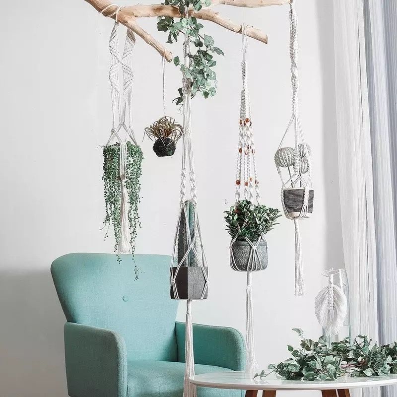 MACRAME Suporte planta pendurar vaso decoração casa flores corda