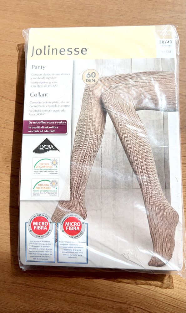 Collants em espinha Jolinesse bege e castanho