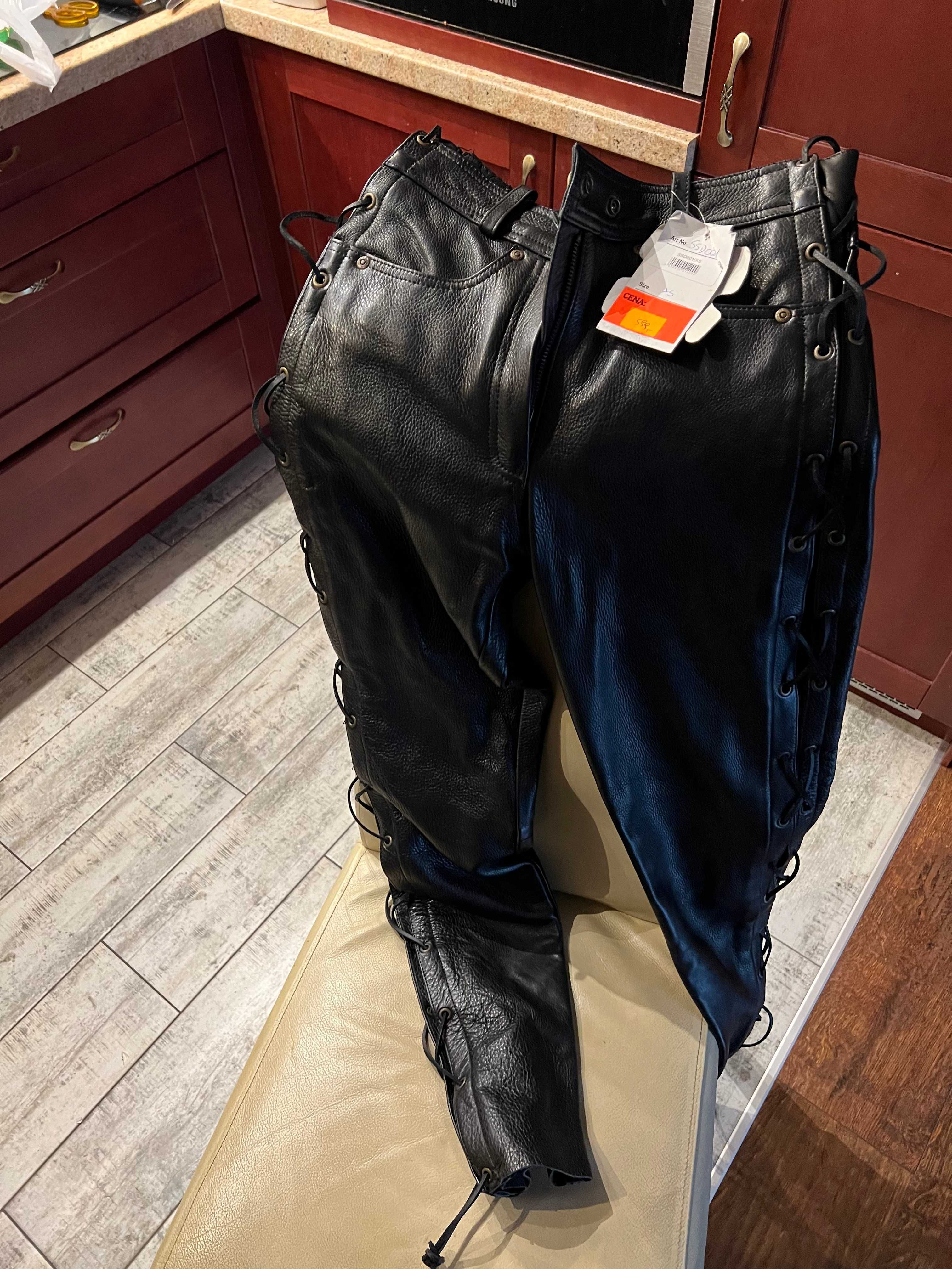 Motocyklowe spodnie skórzane damskie rozmiar XS nowe