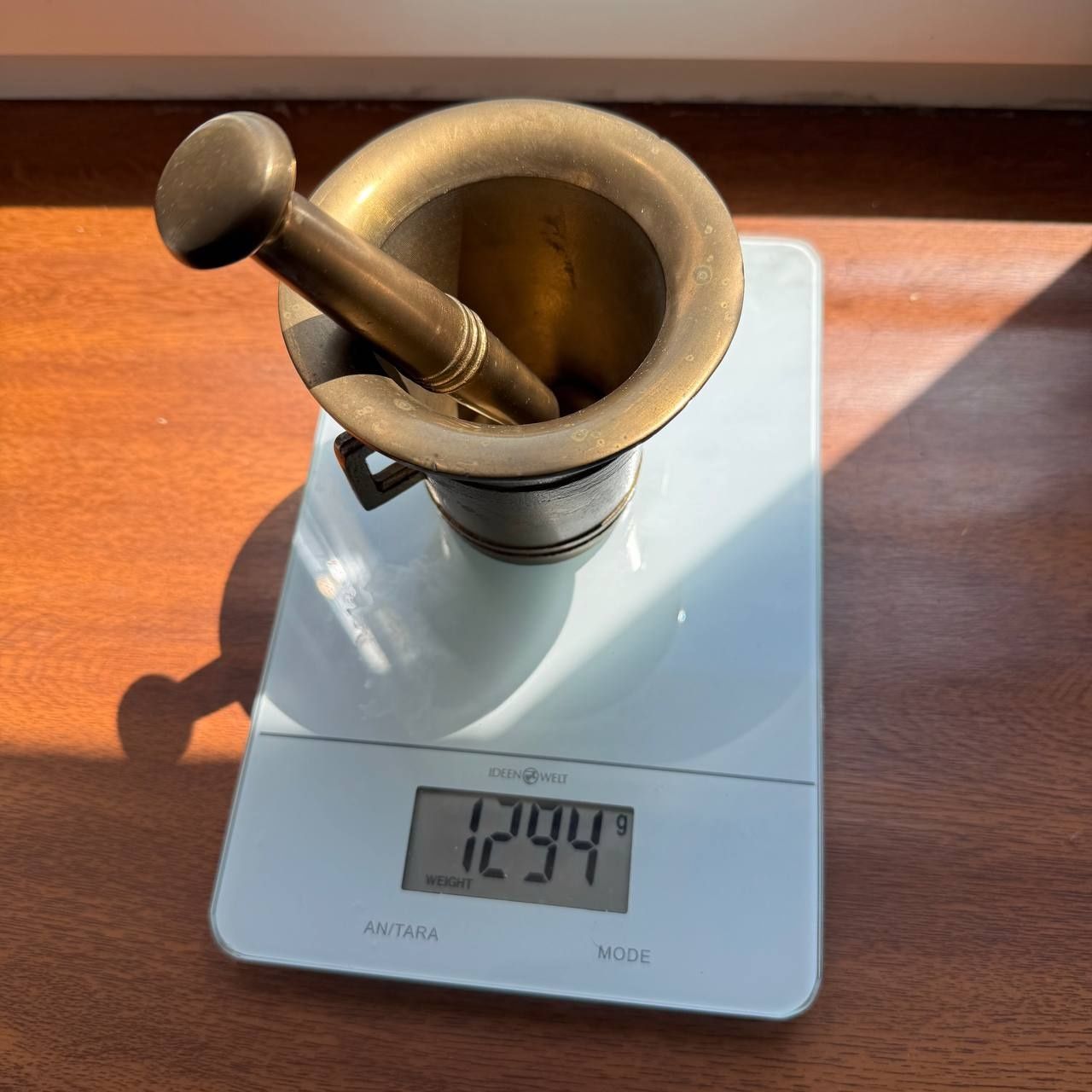 Moździerz mosiądz 1,3 kg łata 40-50 te