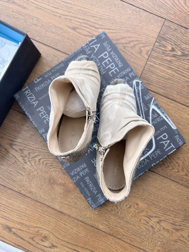 Patrizia Pepe cudne beżowe botki letnie peep toe r. 40