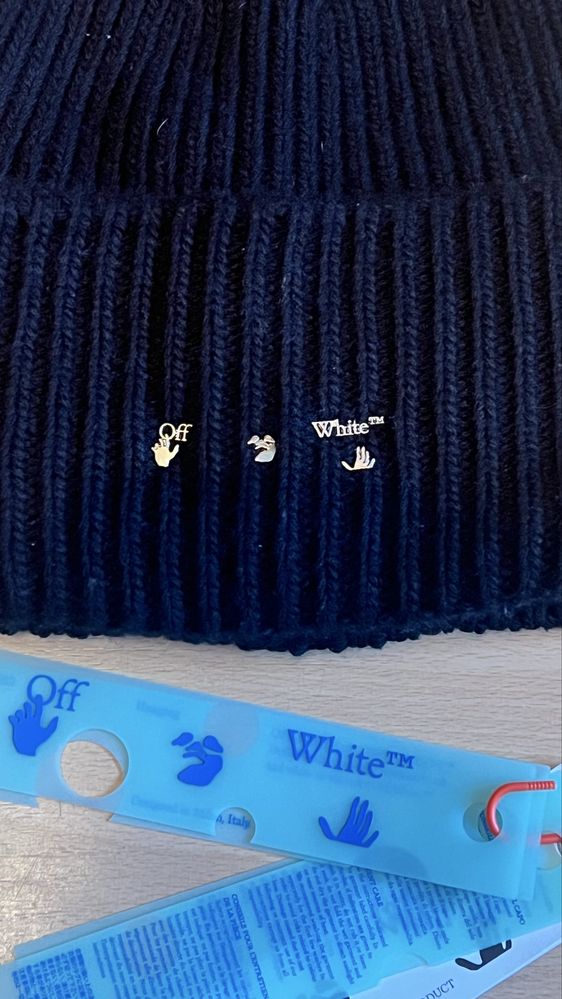 Czapka zimowa Off-White Hands Off logo ribbed beanie - Black