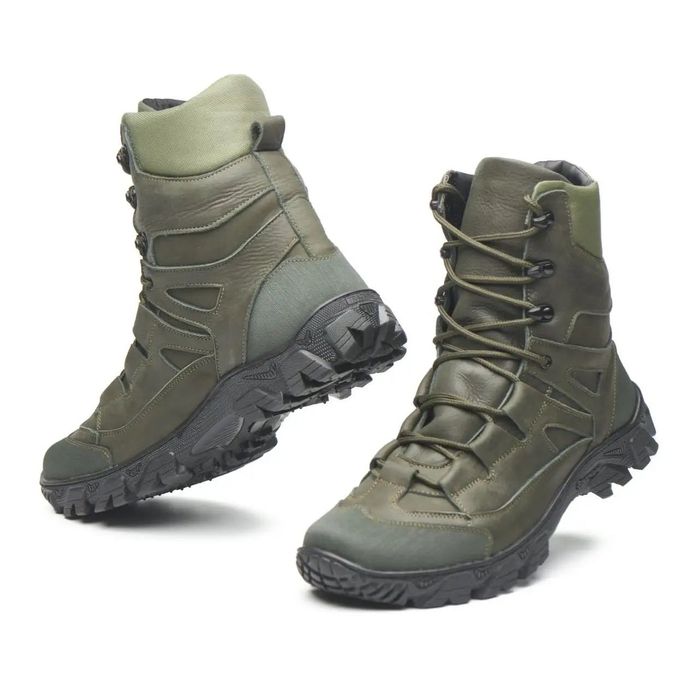 Шкіряні зимові берці чоловічі хакі берцы кожаные берци мужские зимние