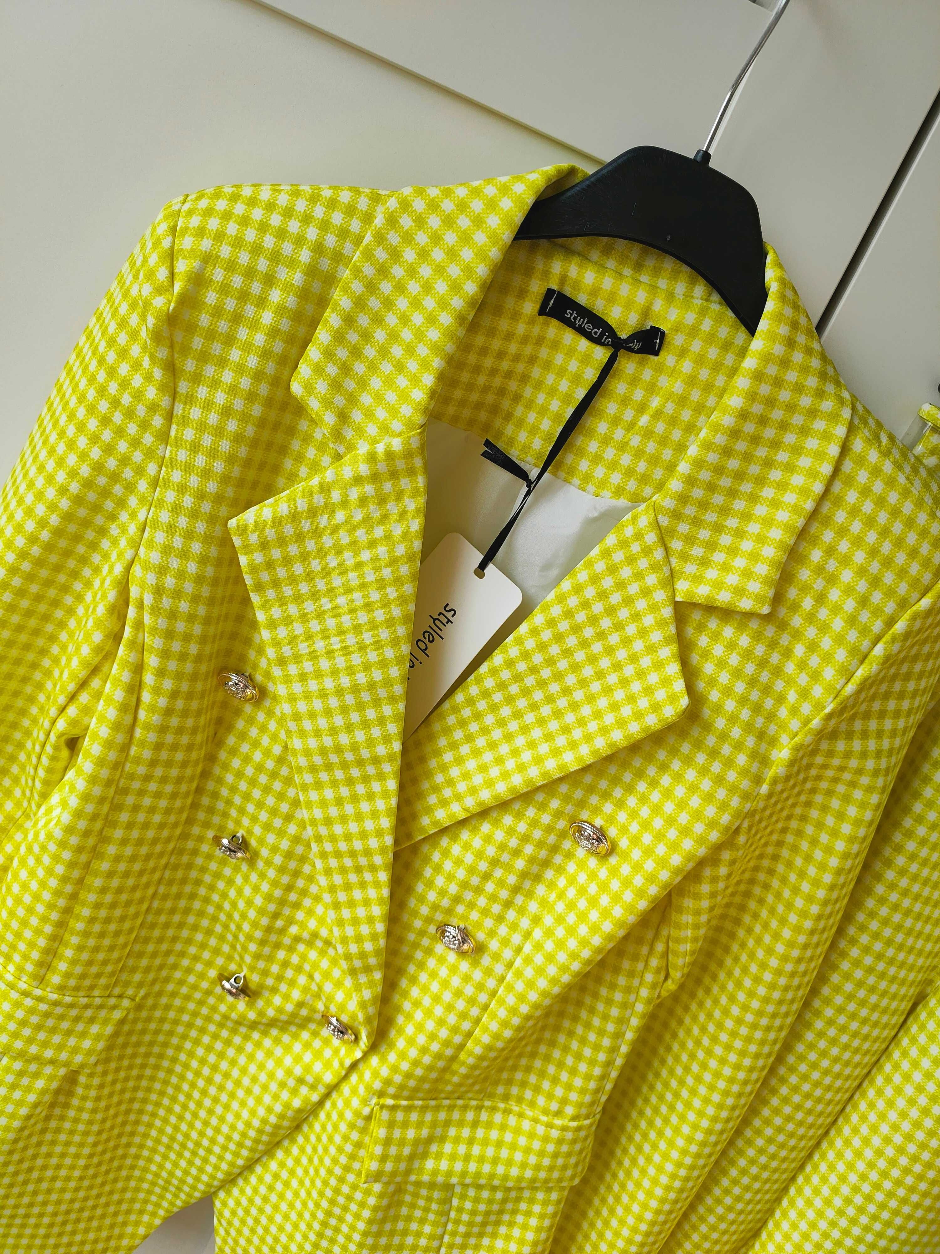 Elegancki garnitur marynarka + cygaretki cytryna limonka 38 M