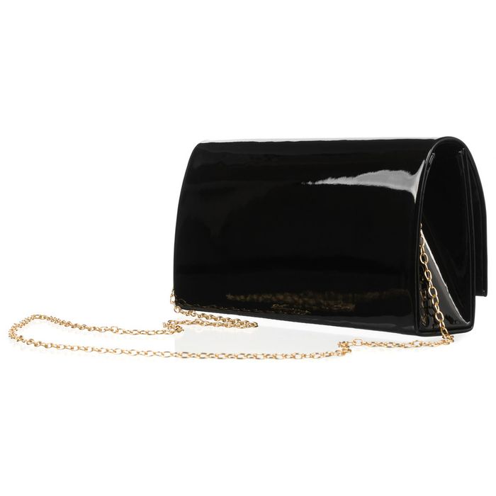 czarna, lakierowana kopertówka damska ze skóry ekologicznej