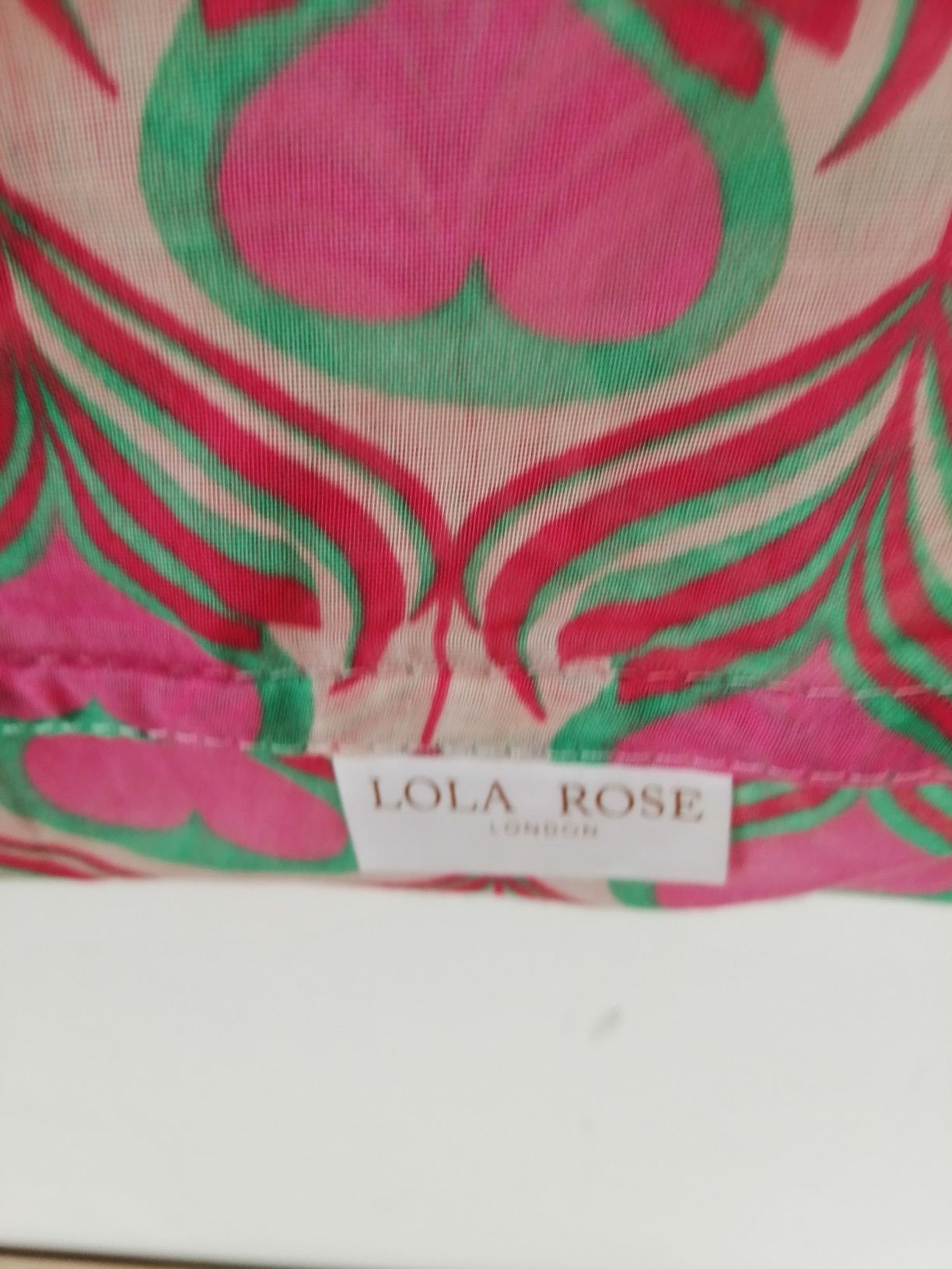 Różowo zielony cienki komin Lola Rose London