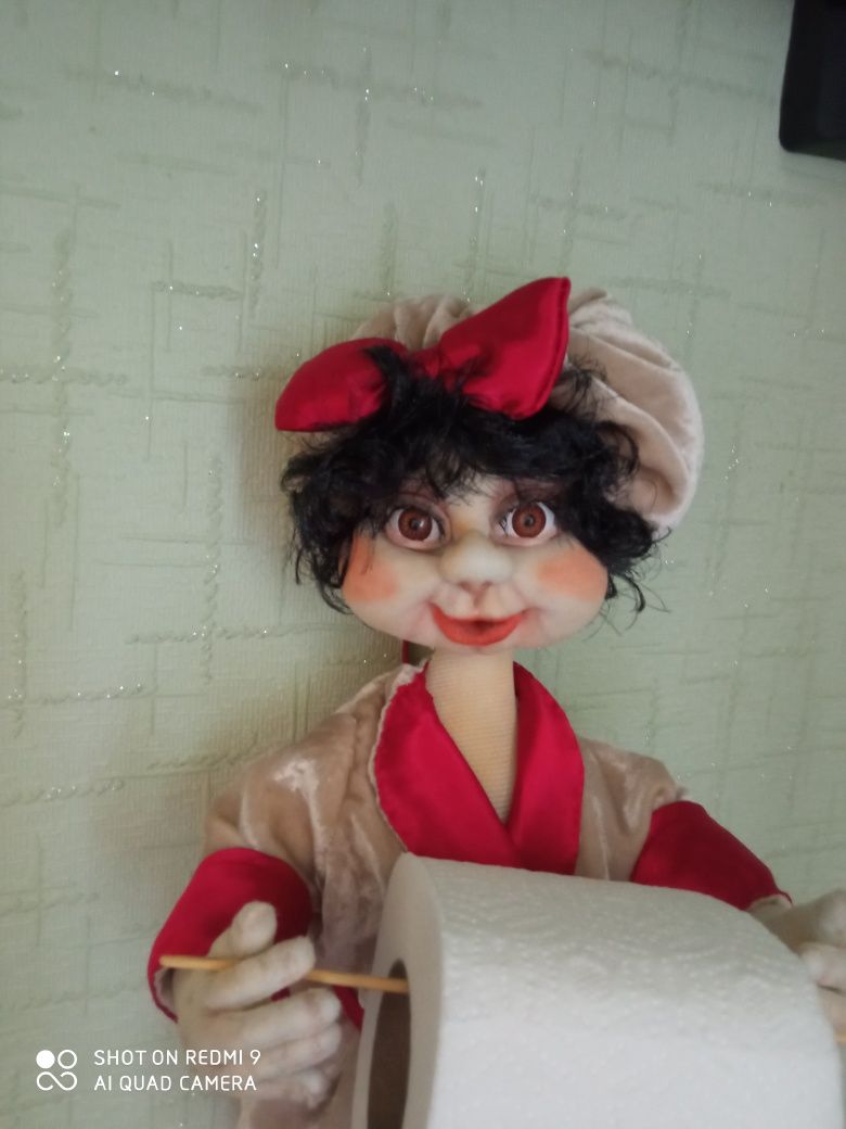 Интерьерная кукла держатель туалет.бумаги руч.работа Чулочная техника