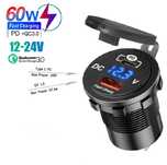 Carregador 12V USB/Tipe C