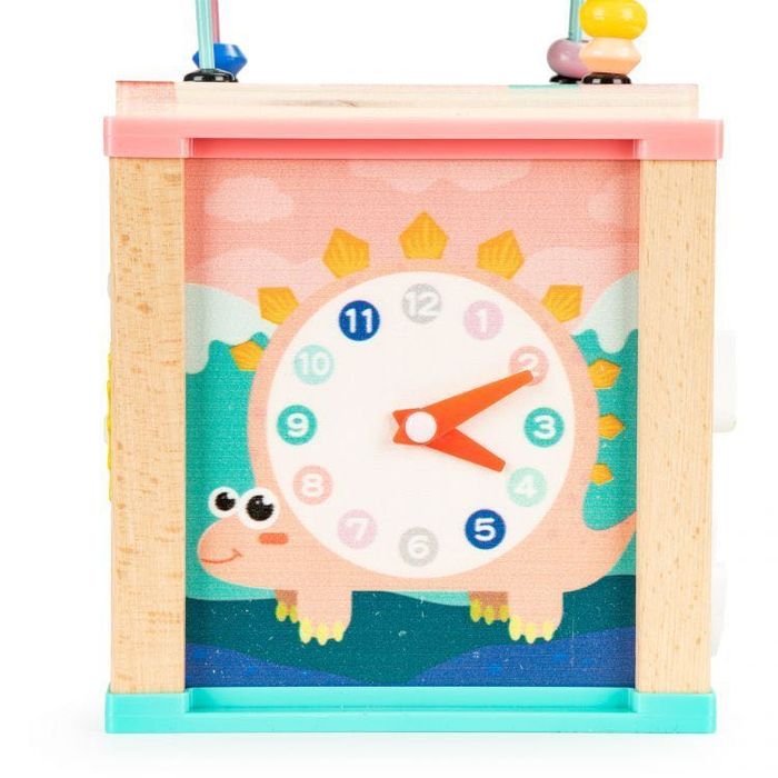 DREWNIANA kostka edukacyjna "DINO" • Sorter • Labirynt • Alfabet