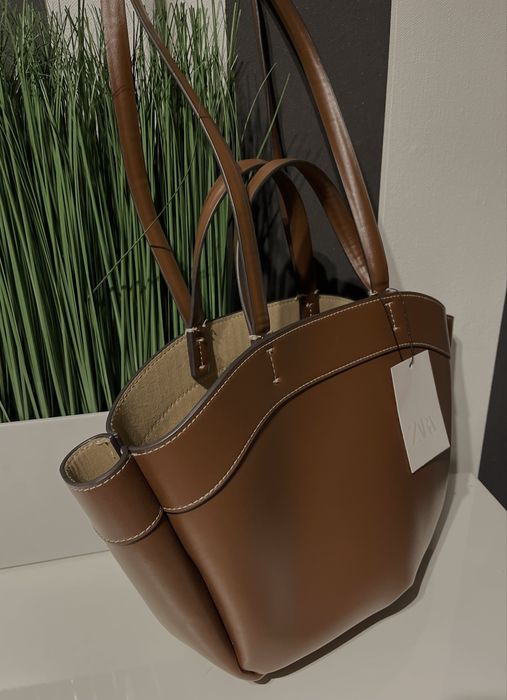 Torebka shopper Zara viral nowa z metką brązowa