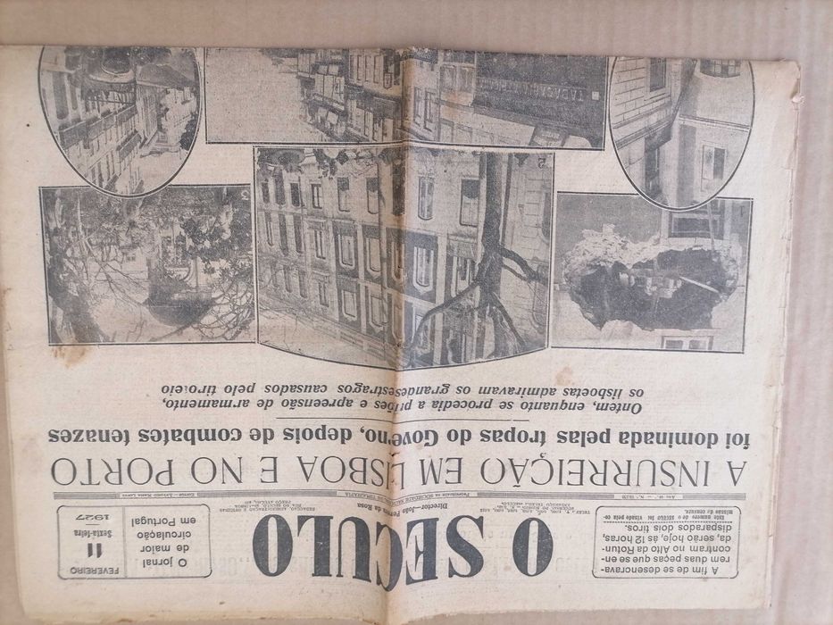 Histórico Jornal 1927 Insurreição  Lisboa/Porto O Século ORIGINAL