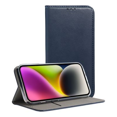 Etui Z Klapką Smart Magnetic Xiaomi Redmi 9A / 9At Granatowe + Szkło