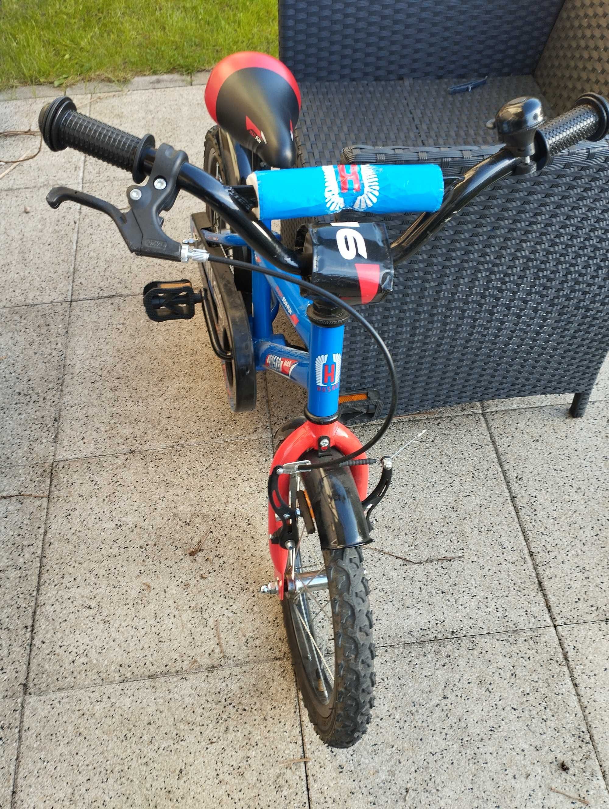 Rowerek dziecięcy 16cali + kask+ drążek do nauki jazdy