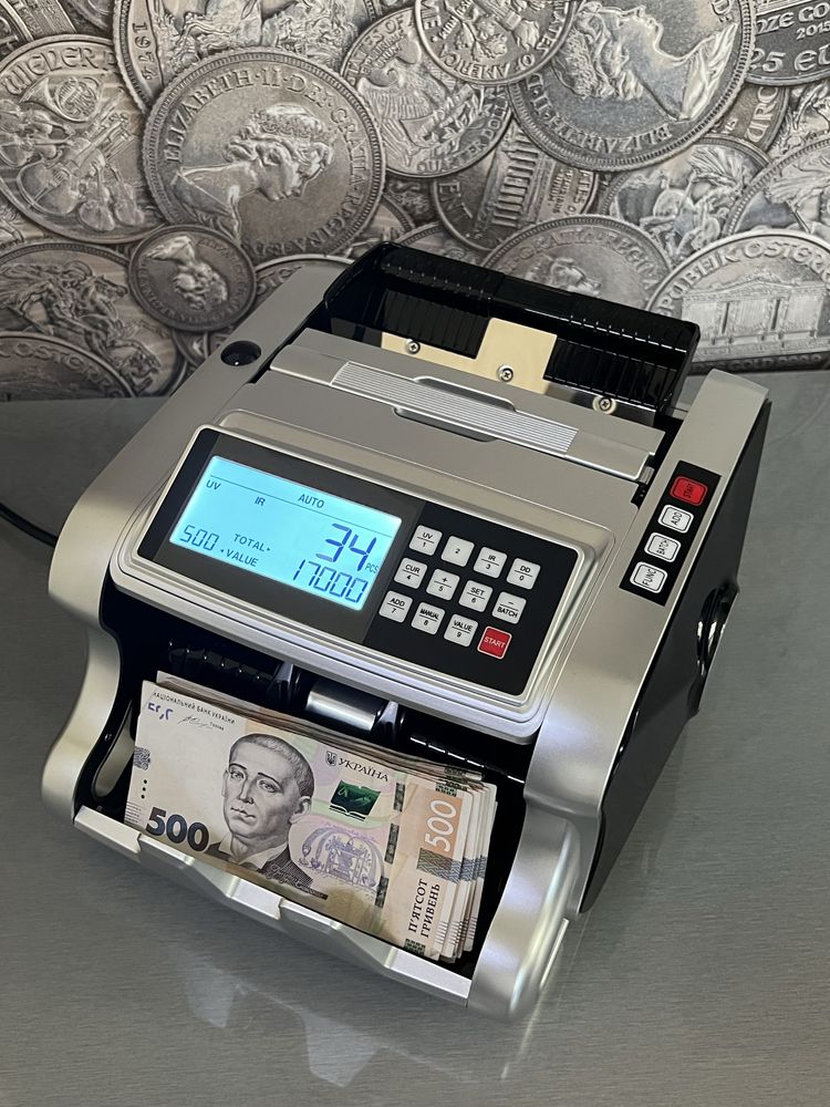 Счетчик банкнот, с детектором валют. Счетная машинка для денег.