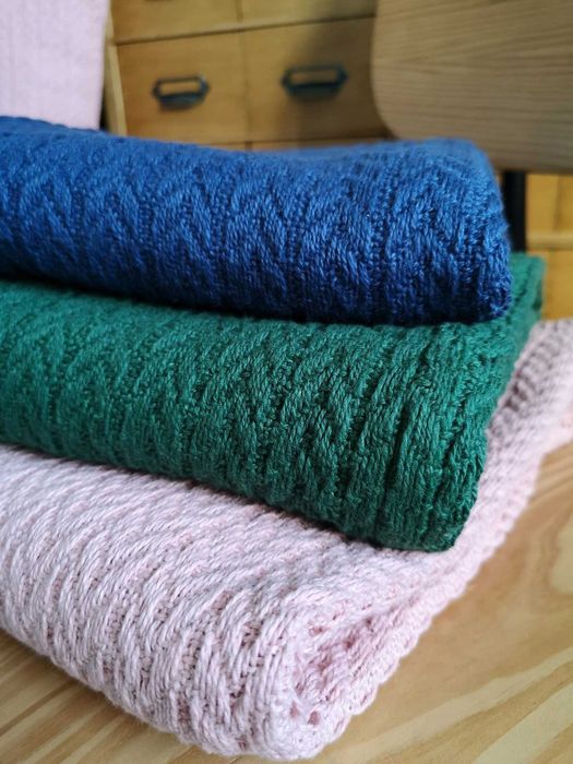 Kocyk koc dziecięcy 100% bawełna przykrycie 80x120 jodełka butelkowy