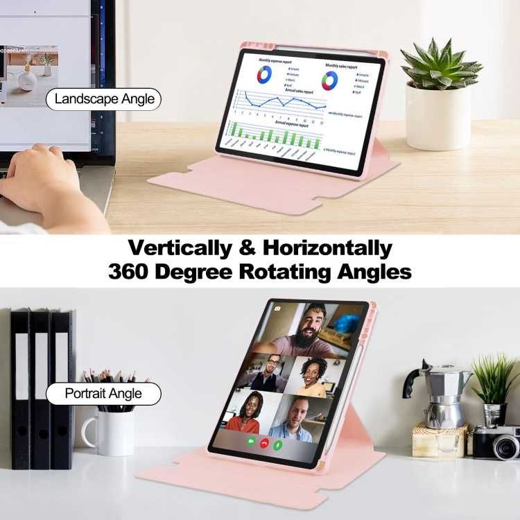 Różowe Obrotowe Etui Bezprzewodowa Klawiatura do Lenovo Tab M11