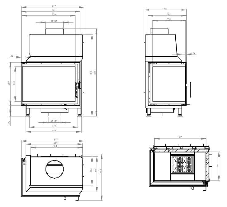 Kominek narożny lewy na drewno 7.5kW Hitze STMA 54x39.L dostawa gratis