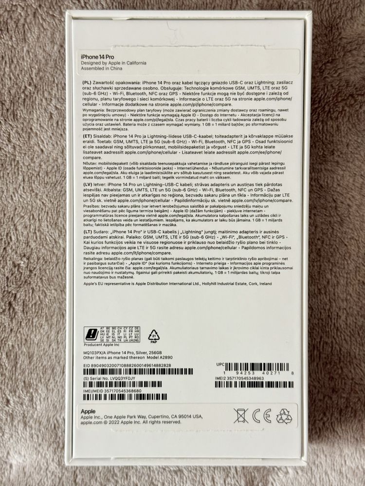 Iphone 14 pro, 256GB, sliver.