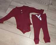 Zestaw komplet niemowlęcy z bawełny prążkowanej r. 3-6m