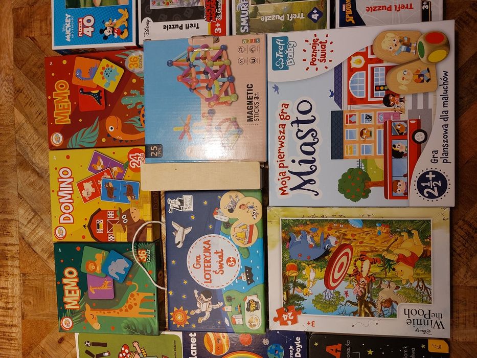 Zestaw zabawek dla dzieci 2-4 latka puzzle gry książki