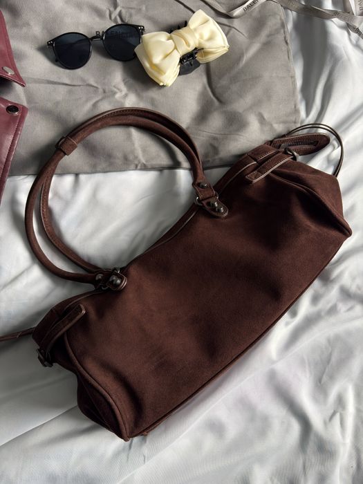 Сумка Balenciaga Le City Bag замша | шоколадна, оливкова
