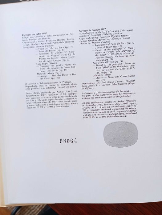 Livro de selos Portugal 1987
