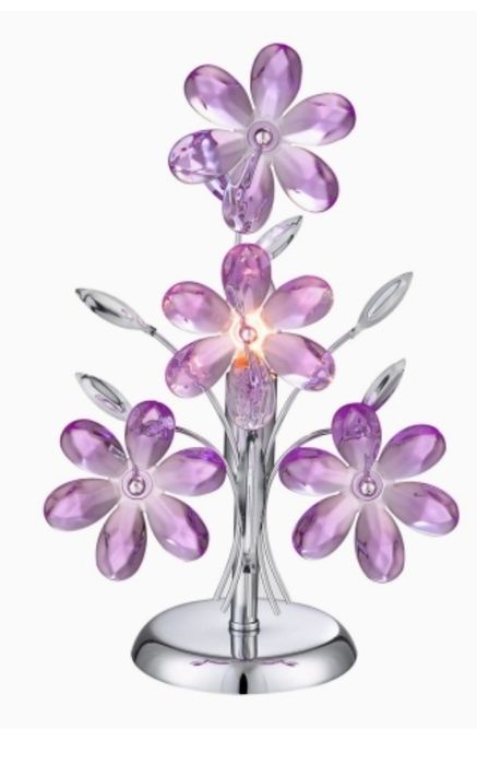 Lampka nocna fioletowymi kwiatami