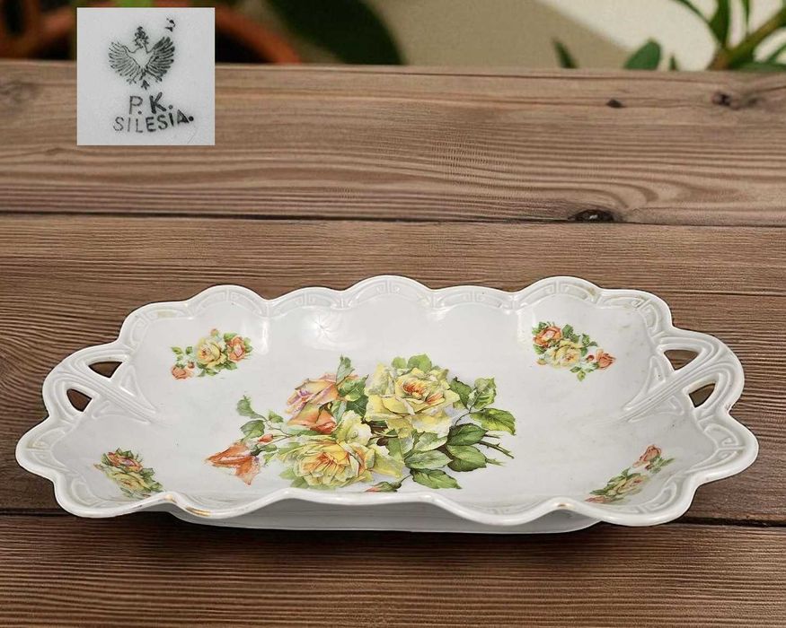 Patera półmisek róże Silesia Königszelt AG Jaworzyna Śląska 1914/18r