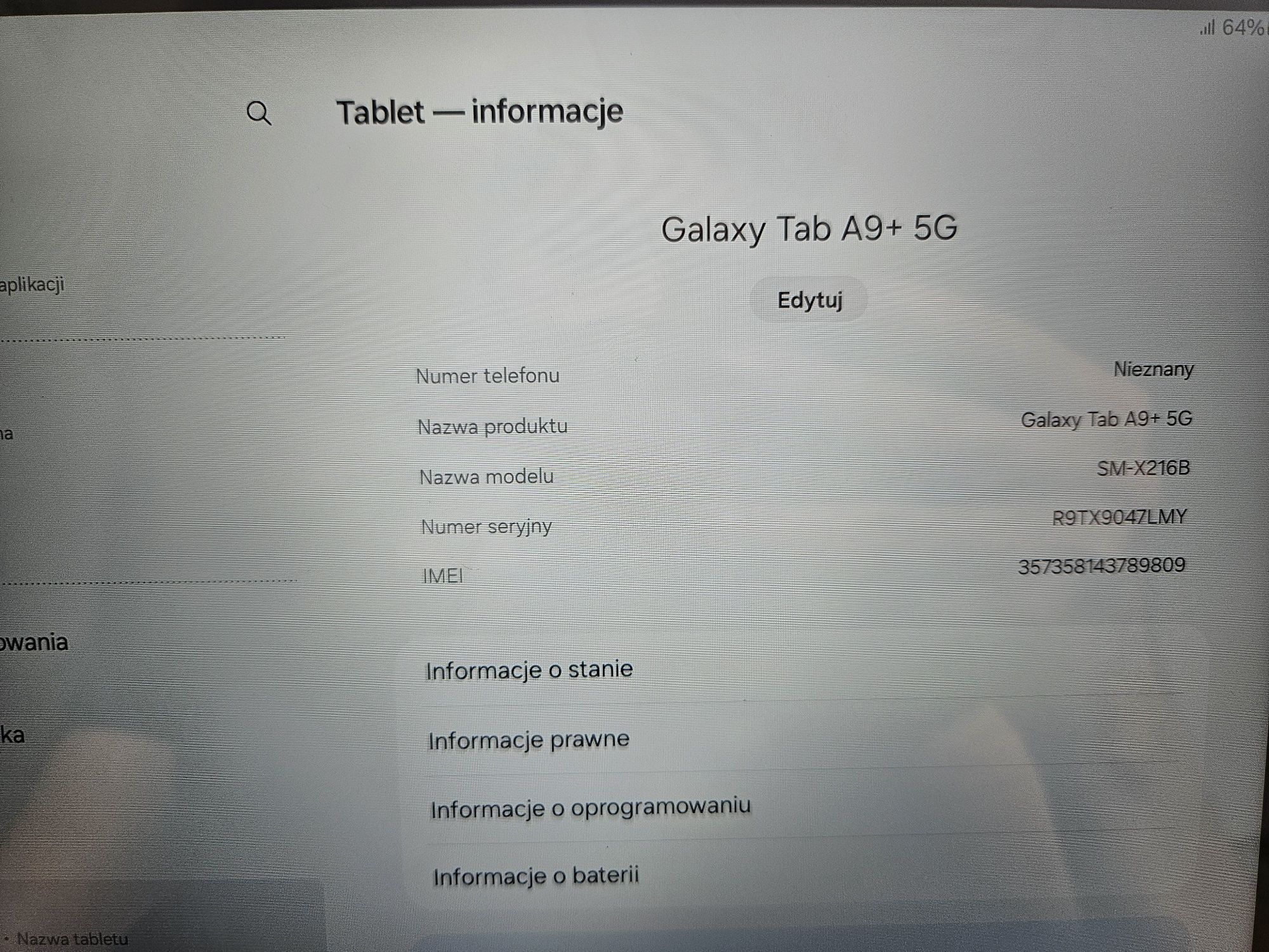 Tablet galaxy tab A9+ 5G