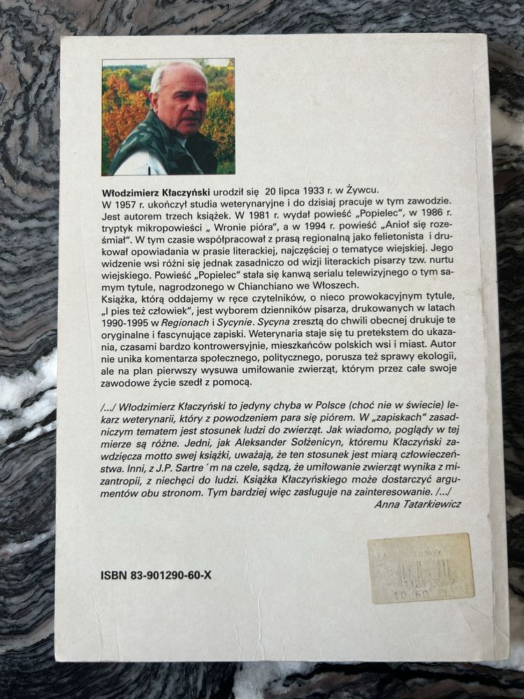 “ I Pies też Człowiek “ Włodzimierz Kłaczyński. książka o psach