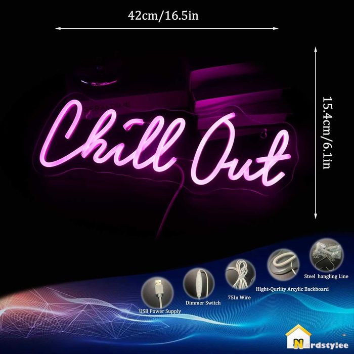 Letreiro Luminoso Néon LED em Acrílico " Chill Out "