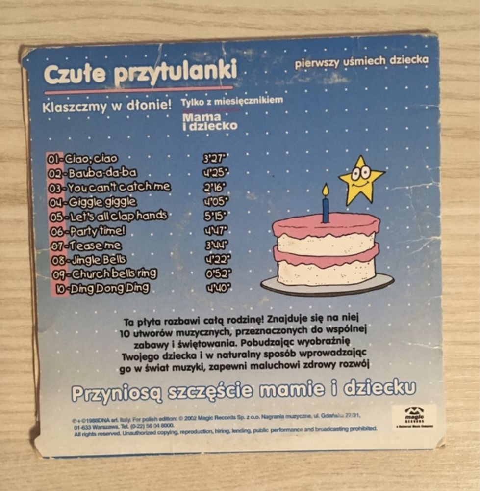 2 płyty CD Klaszczmy w dłonie Melodie na dobranoc dla malucha Unikat