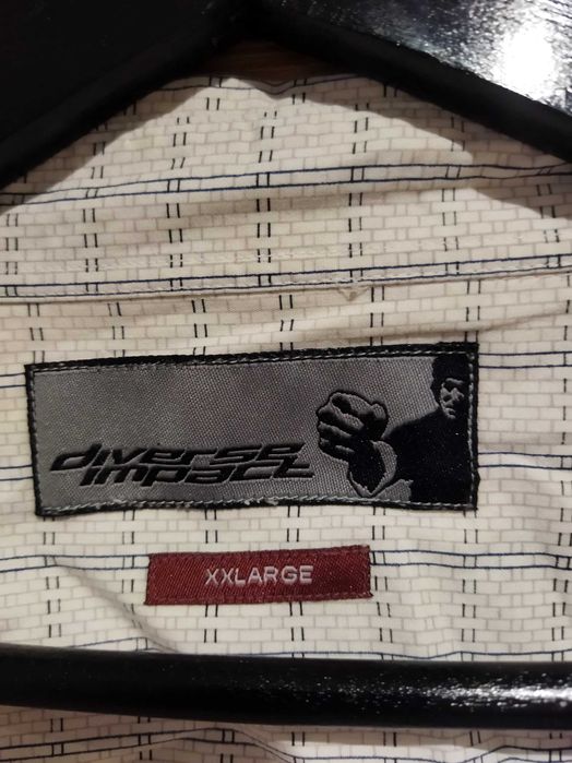 Koszula męska Diverse XXL (128 cm w klatce) biała w delikatną kratkę