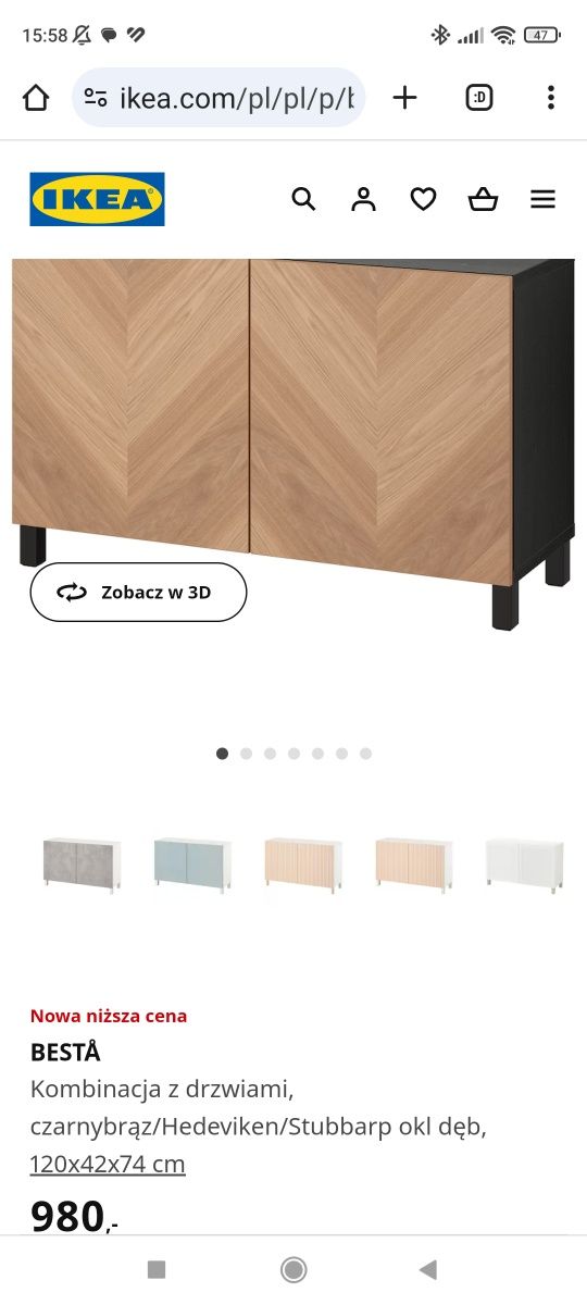 Szafka stojąca BESTA Ikea 120x42x74 cm brąz + drewno