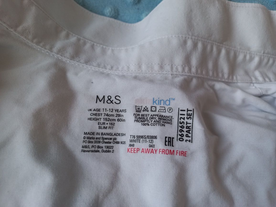 Biała koszula chłopięca Marks & Spencer krótki rękaw 152 cm